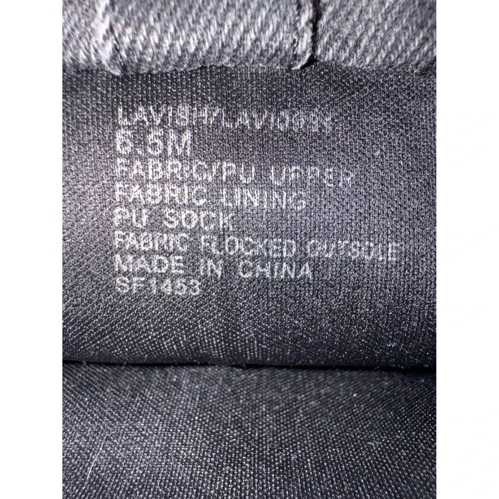 Steve Madden Lavish Denim Gaiter Boots Grey Black Pointed Toe Block Heel 6.5M